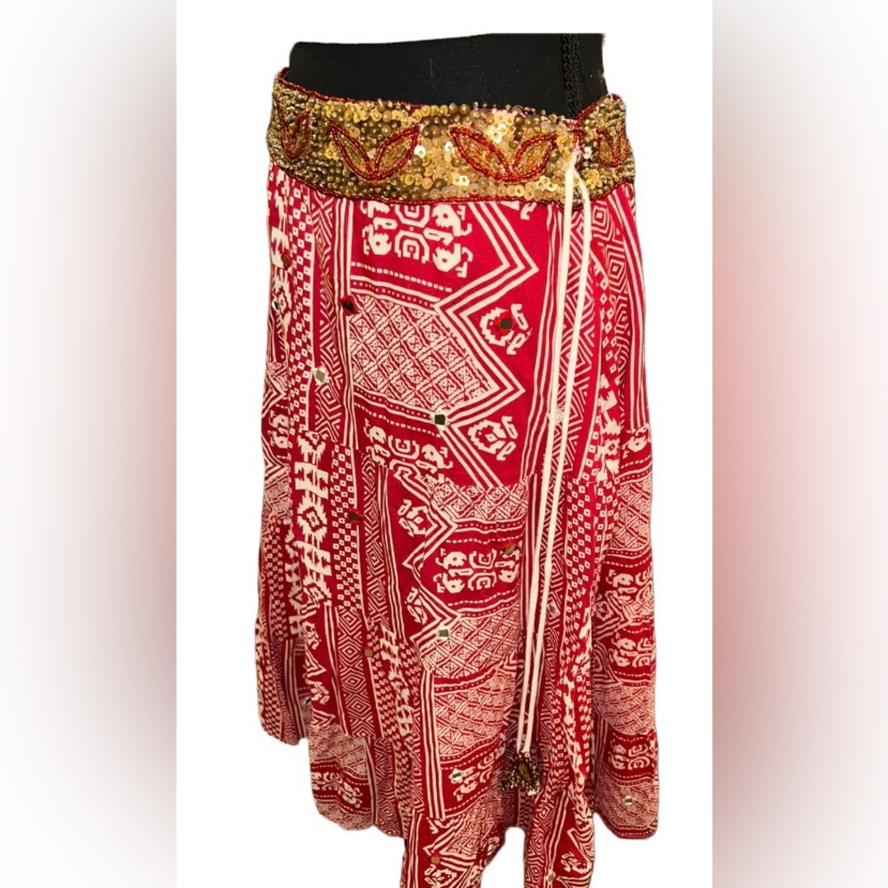 ✌🏻COACHELLA FESTIVAL VIBES!! TWENTY-ONE GORGEOUS FLOWING SEQUINED BOHO SKIRT - Picture 2 of 15